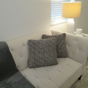 BoHo Grey Textured Pillows, 16 x 16"